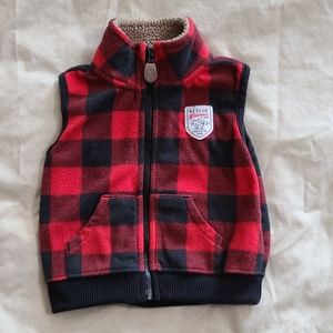 Carter's Red Plaid Zippered Vest, 9 months